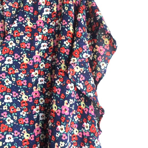 Cynthia Rowley Women's Blouse Plus 3X Floral Ditsy Pleated Short Sleeve Chiffon - Picture 5 of 9